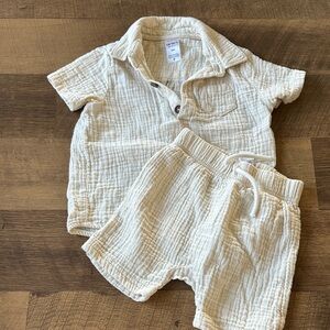 Carters Cream Textured Baby Outfit Set